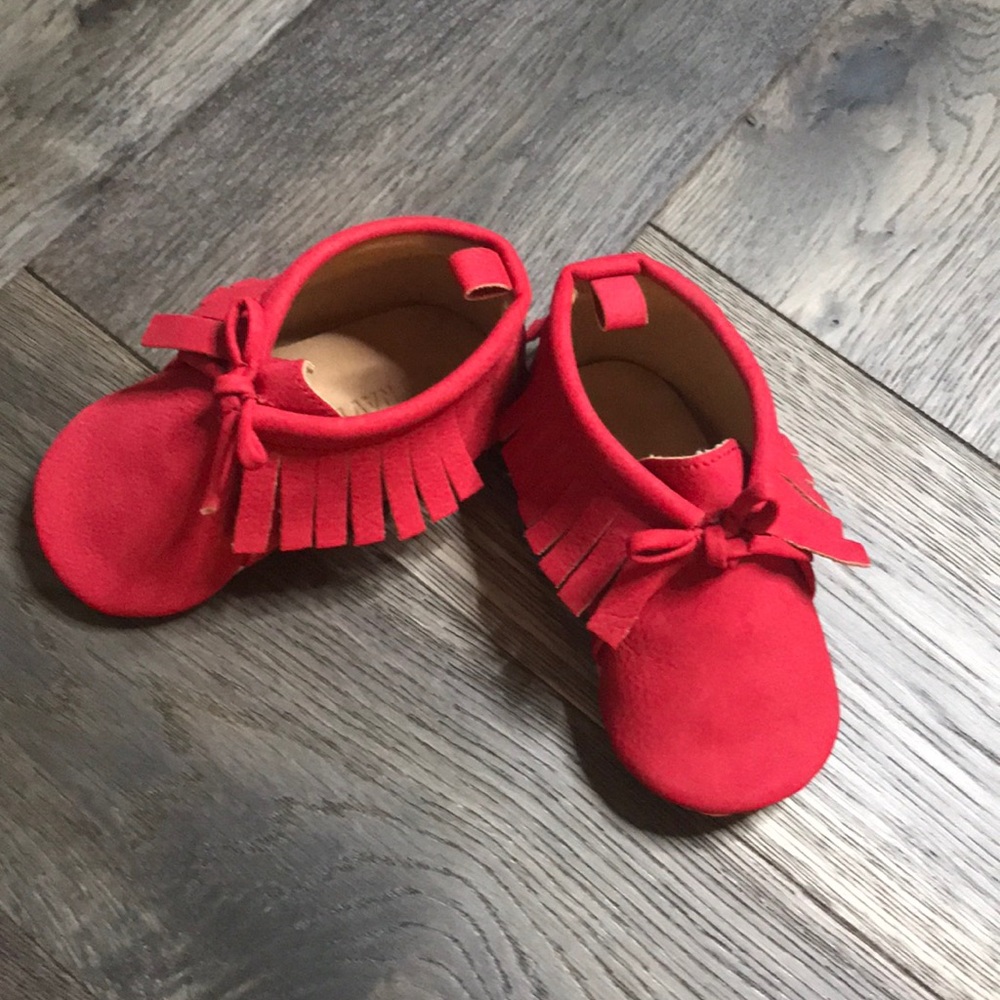 Old Navy Red Moccasins 12-18 Months